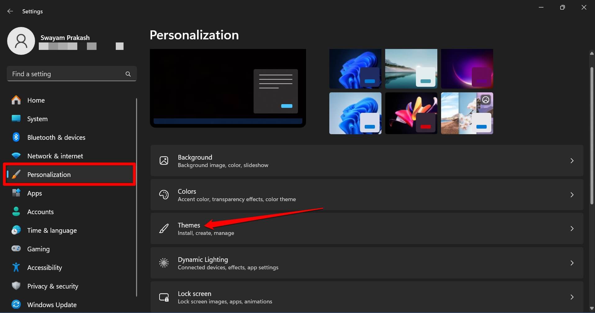 windows 11 themes personalization settings