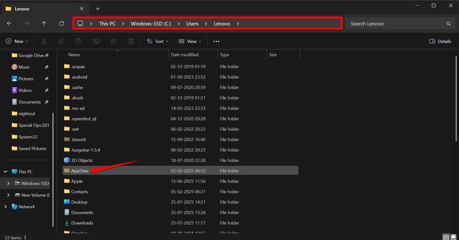 windows appdata 