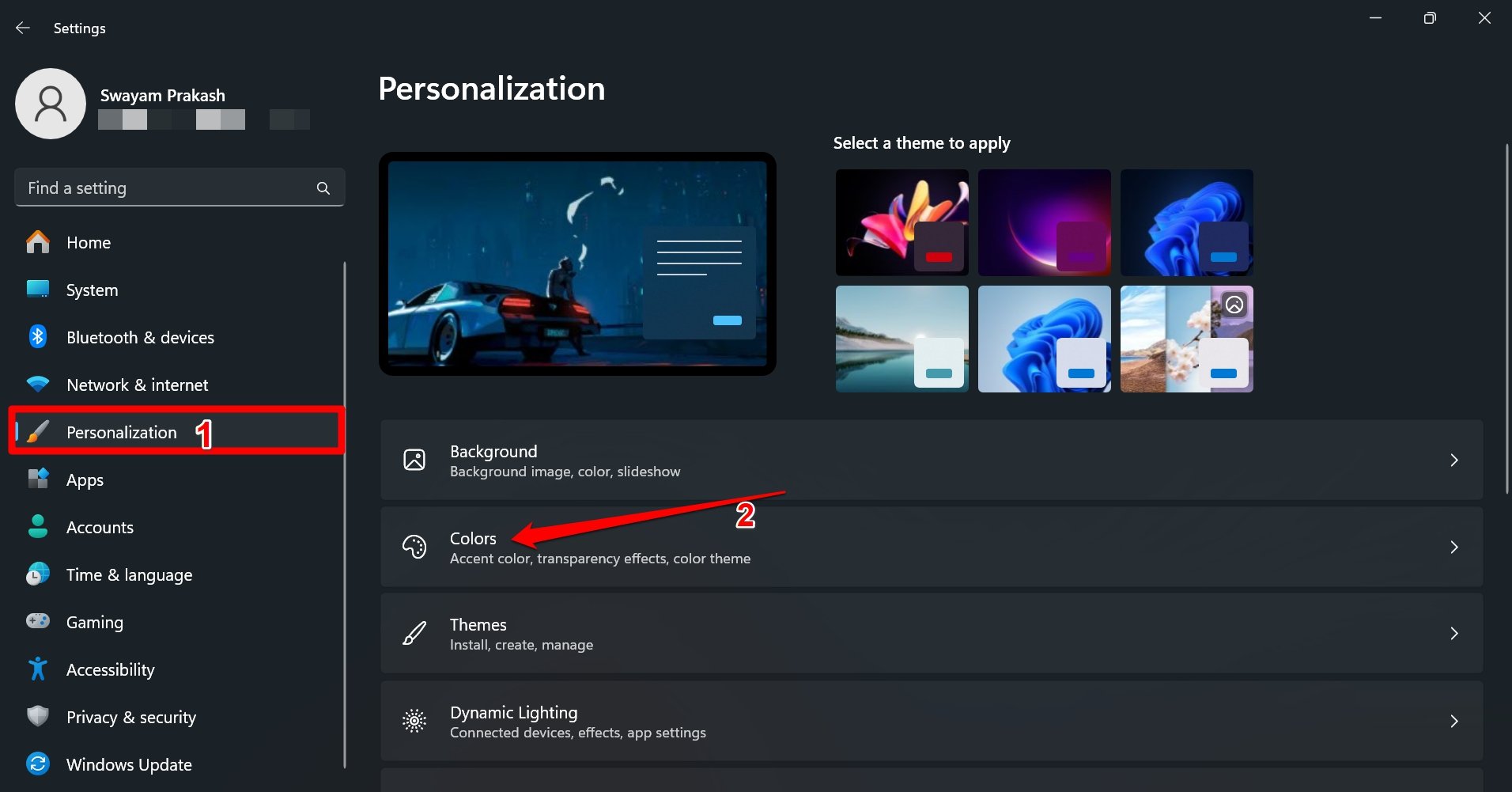 windows color settings