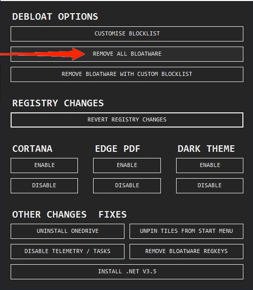 windows debloater gui