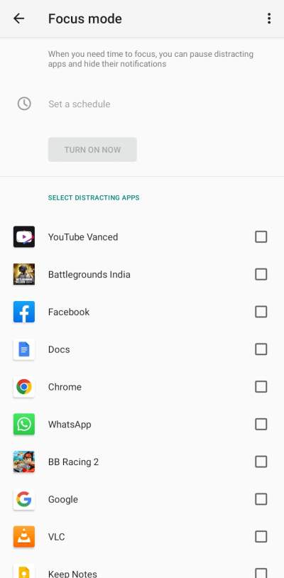 android focus mode setup apps